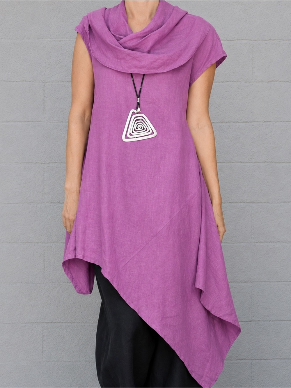 Bryn Walker Noa Ixia Linen Cowl Neck Asymmetrical Lagenlook Tunic XL